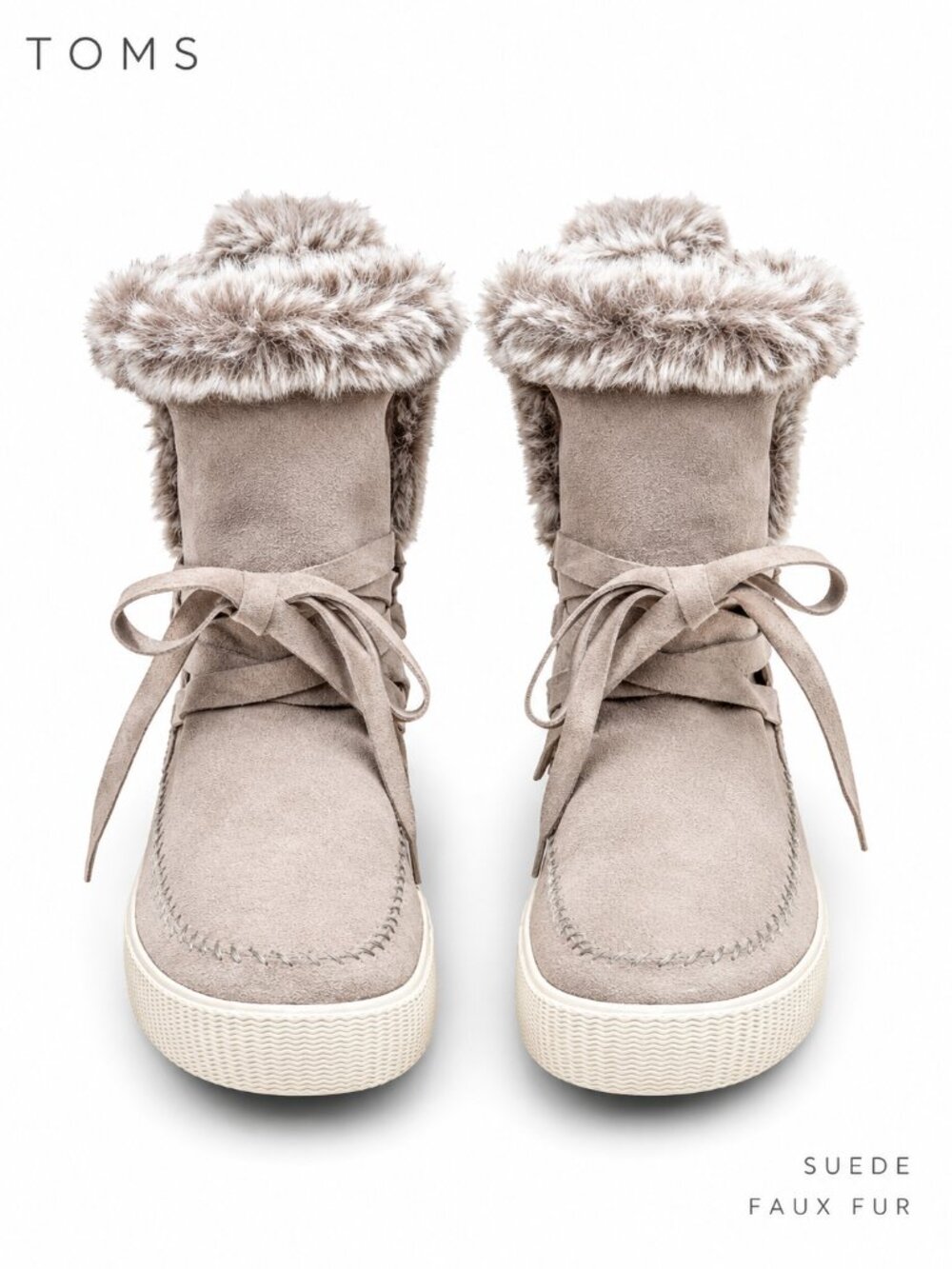 TOMS Vista Desert Suede Faux Fur Winter Boots Taupe 9.5